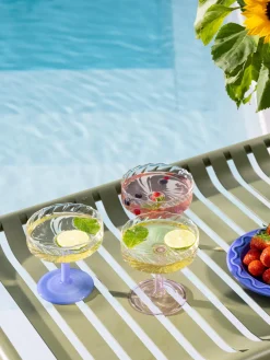 Copas pompadour de champán artesanales de vidrio de borosilicato Twirl, 2 uds.