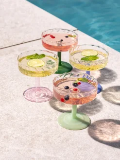 Copas pompadour de champán artesanales de vidrio de borosilicato Twirl, 2 uds.