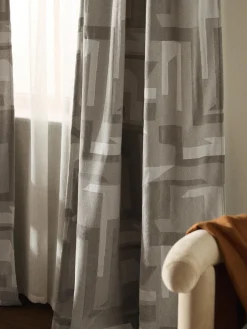 Cortina opaca de chenilla con cinta de lazo Felice, 2 uds.