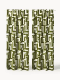 Cortina opaca de chenilla con cinta de lazo Felice, 2 uds.