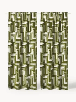 Cortina opaca de chenilla con cinta de lazo Felice, 2 uds.