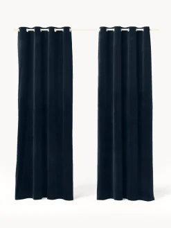 Cortinas oscurecedoras de terciopelo con ojales Rush, 2 uds.