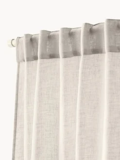 Cortinas semitransparente con cinta de lazo Gardine Ibiza, 2 uds.