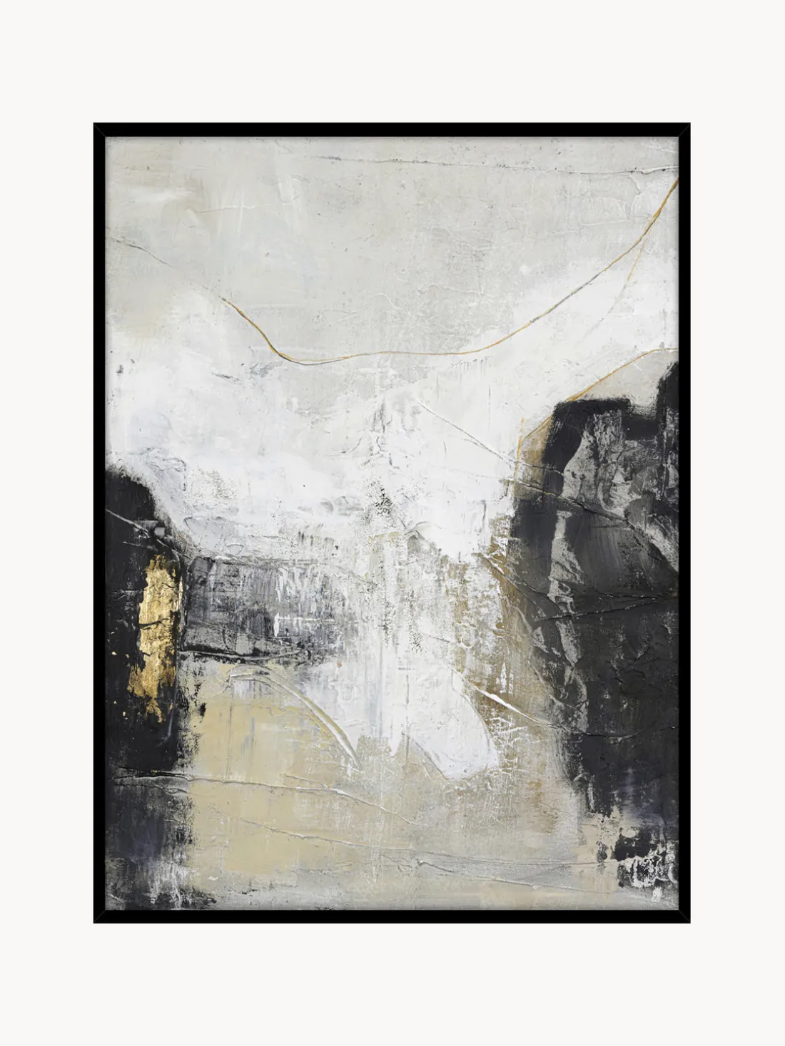 Cuadro en lienzo pintado a mano Noir, marco de madera