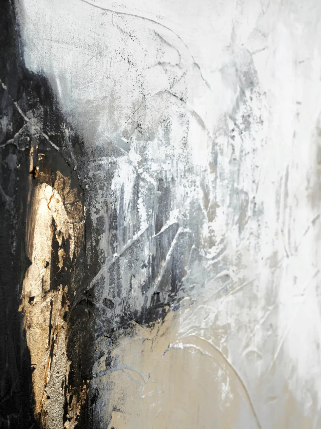 Cuadro en lienzo pintado a mano Noir, marco de madera