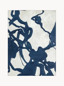 Cuadro en lienzo pintado a mano Blueplay, marco de madera