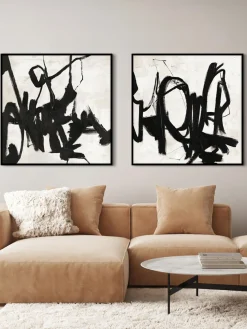 Cuadro en lienzo pintado a mano con marco de madera Playblack