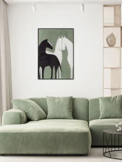 Cuadro en lienzo pintado a mano Contrast, marco de madera