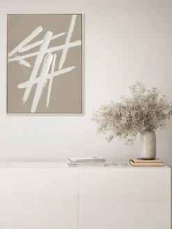 Cuadro en lienzo pintado a mano Cross, marco de madera