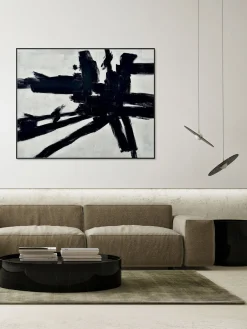 Cuadro en lienzo pintado a mano con marco de madera Omaggio A Kline