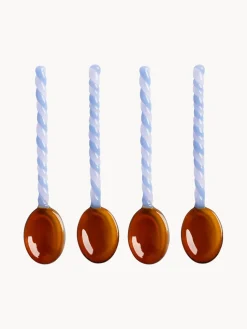 Cuchara de vidrio artesanal de vidrio borosilicato Duet, 4 uds.