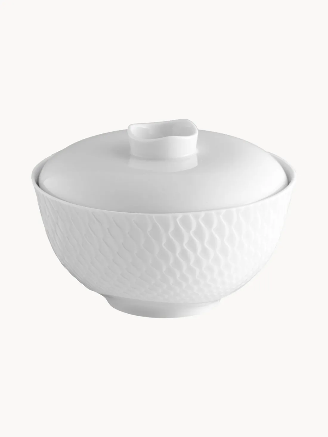 Cuenco con tapa artesanal con relieves Wellenspiel