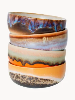 Cuencos pequeños artesanales con esmalte reactivo 70's, 4 uds.