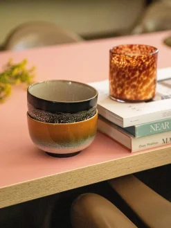 Cuencos pintados a mano de gres 70's, 4 uds.