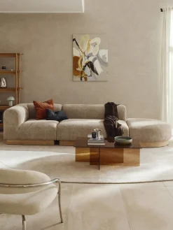 Diván modular de borreguillo bouclé con reposapiés Natalie