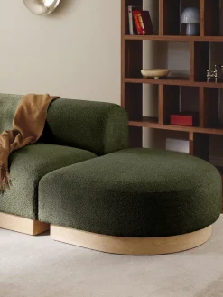 Diván modular de borreguillo bouclé con reposapiés Natalie