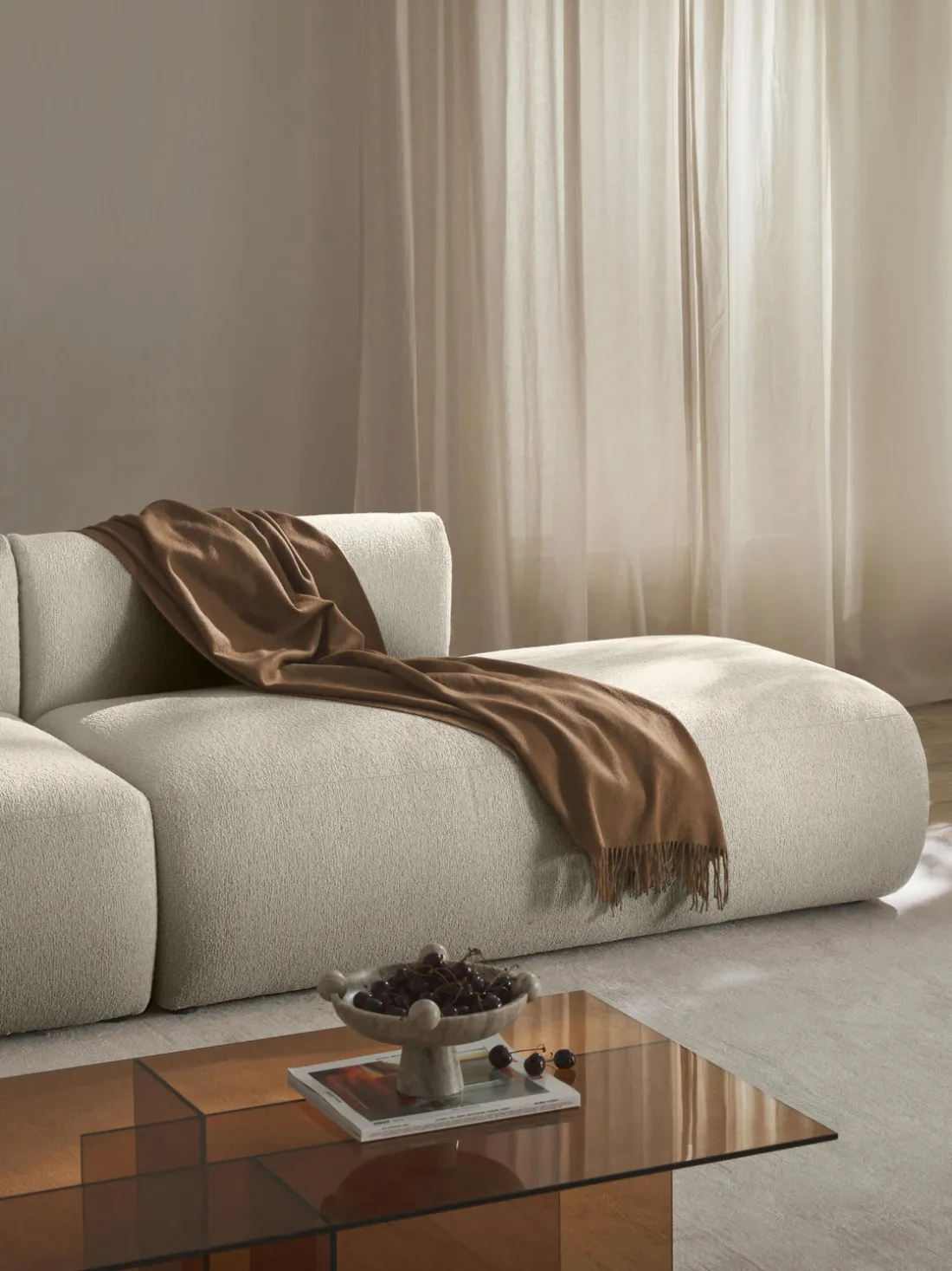 Diván modular en tejido bouclé Sofia