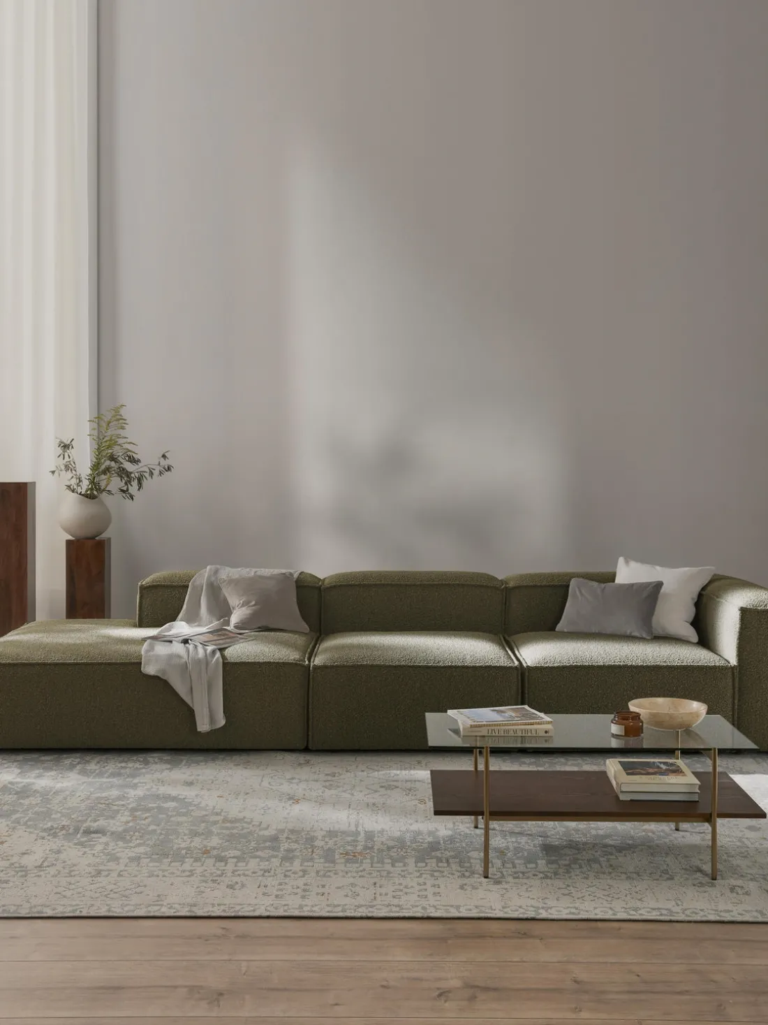 Diván modular grande en tejido bouclé Lennon