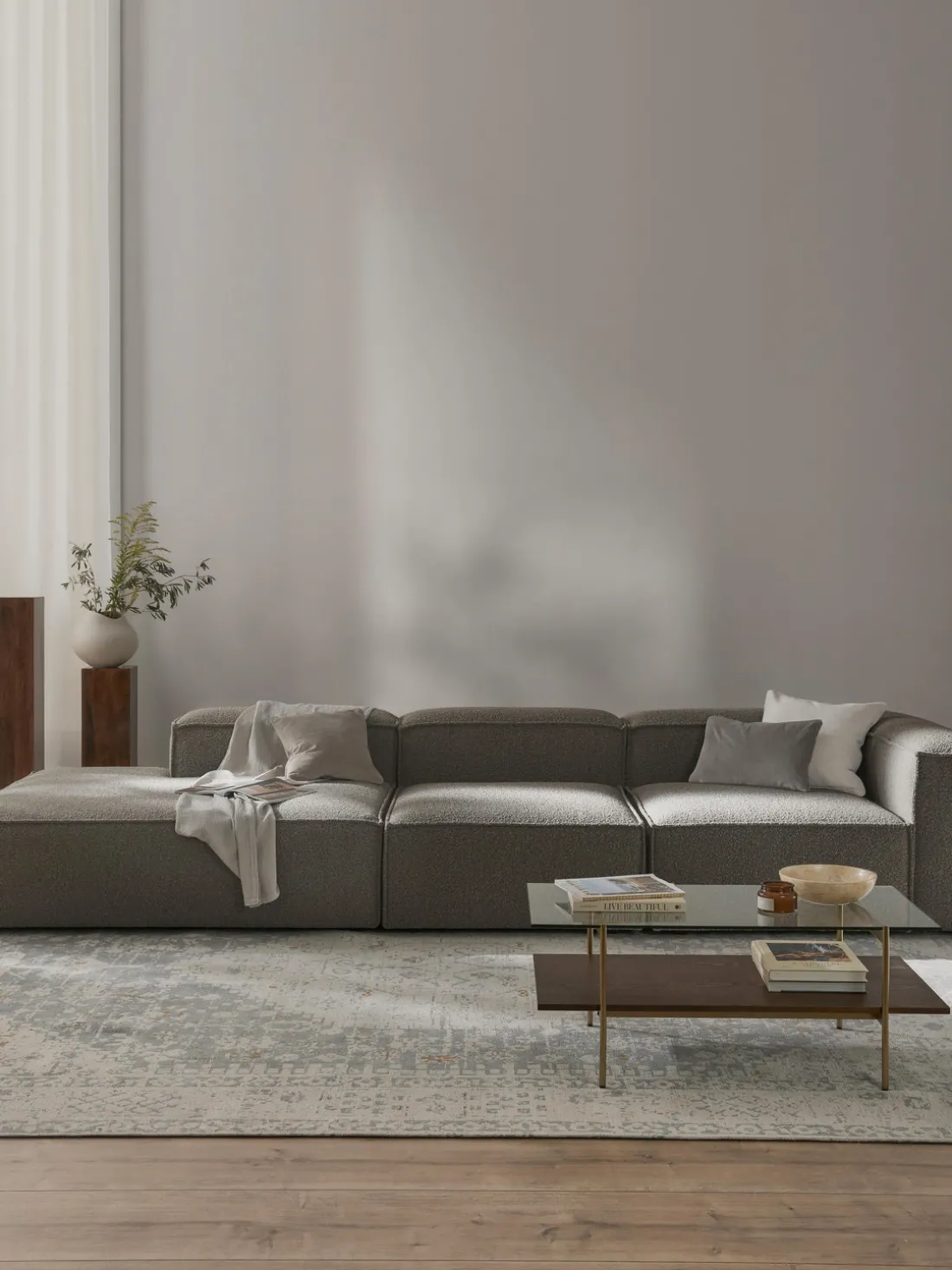 Diván modular grande en tejido bouclé Lennon