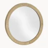 Espejo de pared redondo con marco de madera de mindi Alum