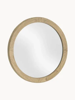 Espejo de pared redondo con marco de madera de mindi Alum