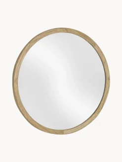 Espejo de pared redondo con marco de madera de mindi Alum