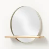 Espejo de pared redondo con estante de madera Kenny