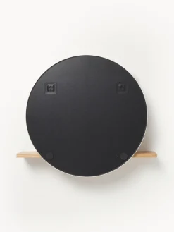 Espejo de pared redondo con estante de madera Kenny