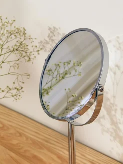 Espejo tocador redondo de metal Flip, con aumento