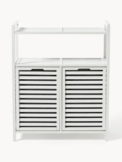 Estantería de baño de bambú con cestas de lavandería