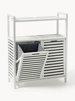 Estantería de baño de bambú con cestas de lavandería