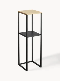 Estantería estrecha de metal y bambú Tower