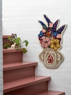 Felpudo artesanal de lana mullida Flower Vase