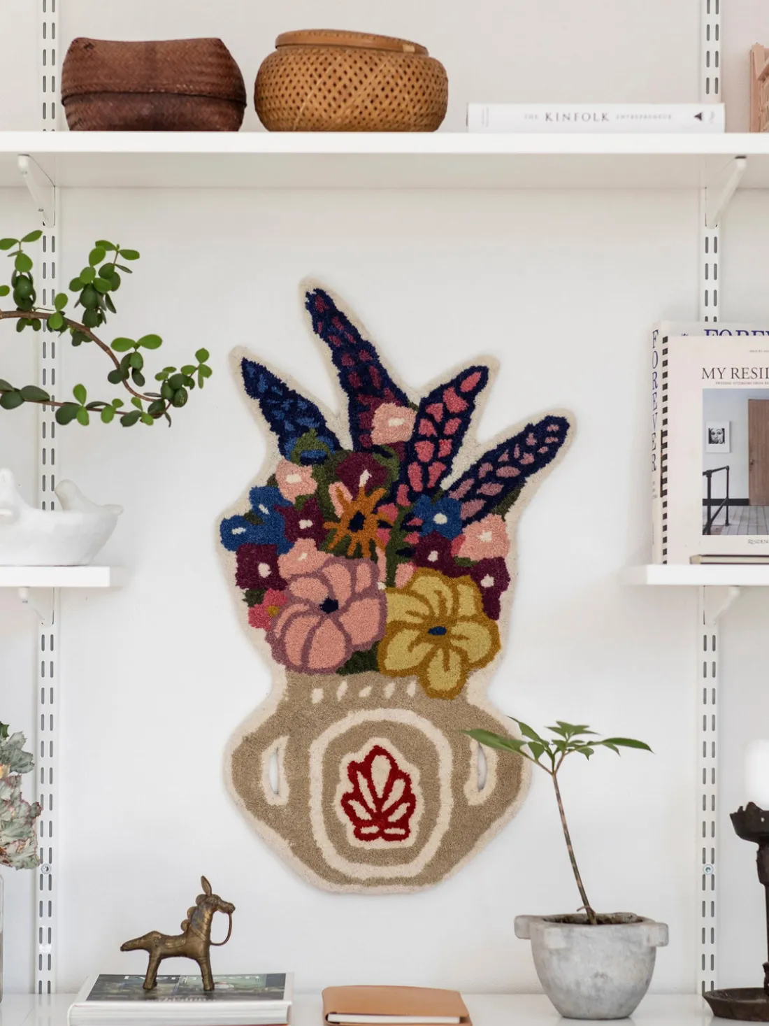 Felpudo artesanal de lana mullida Flower Vase