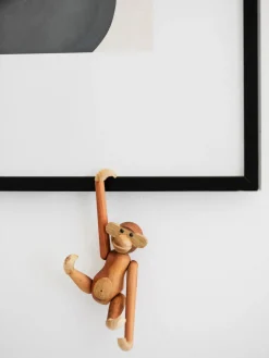 Figura decorativa de madera de teca artesanal Monkey, 10 cm