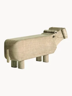 Figura decorativa de madera de roble Hippo