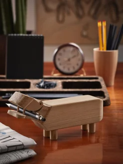 Figura decorativa de madera de roble Hippo