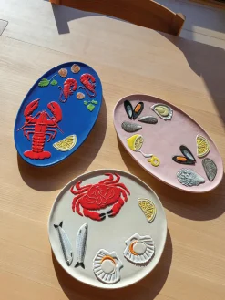 Fuente artesanal de dolomita De La Mer, 33 x 20 cm