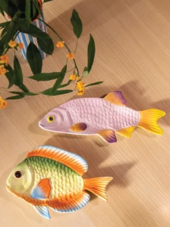 Fuente artesanal de dolomita Fish, 26 x 17 cm