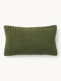 Funda de cojín artesanal de punto grueso Adyna, 30x50 cm