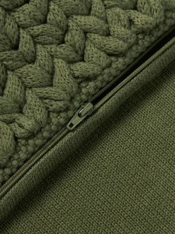 Funda de cojín artesanal de punto grueso Adyna, 30x50 cm