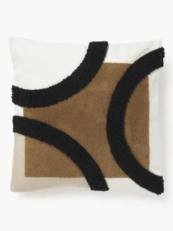 Funda de cojín bordada de algodón texturizada Reza