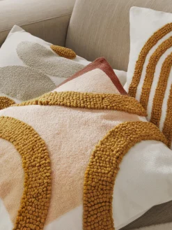 Funda de cojín bordada de algodón texturizada Reza