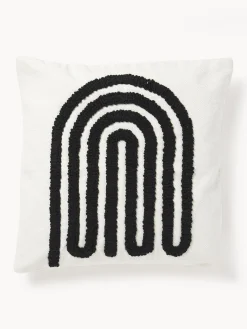 Funda de cojín bordada de algodón texturizada Vahid
