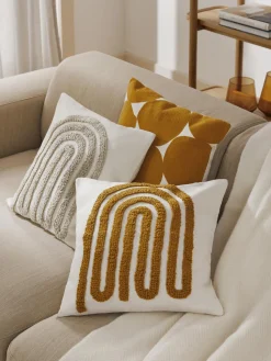 Funda de cojín bordada de algodón texturizada Vahid