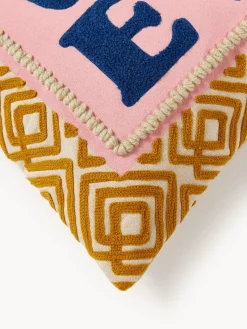 Funda de cojín con inscripción bordada Whatever