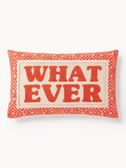 Funda de cojín con inscripción bordada Whatever