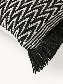 Funda de cojín de exterior con tejido estampado y flecos Suria