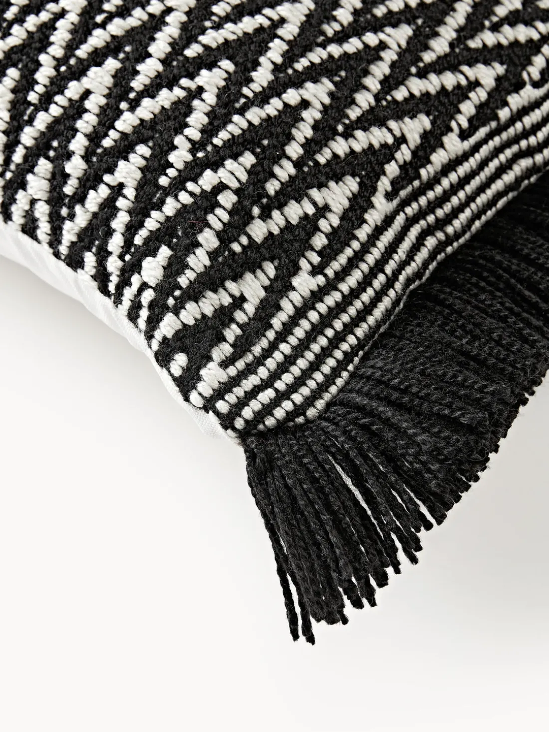 Funda de cojín de exterior con tejido estampado y flecos Suria