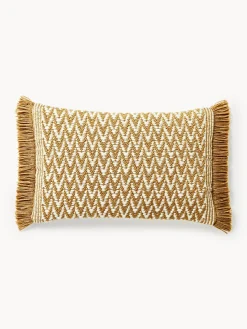 Funda de cojín de exterior con tejido estampado y flecos Suria